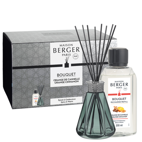 Lampe Berger Vintage Green Pyramide Reed Diffuser Gift Set with Orange Cinnamon