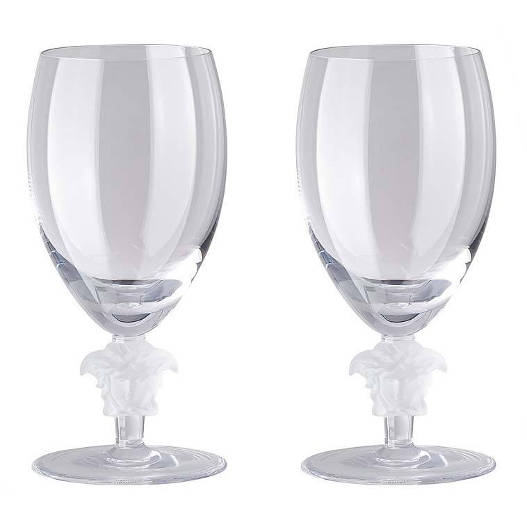 Versace Medusa Lumiere 2 Short Stem Clear White Wine Set Of Two 69129-110835-48806