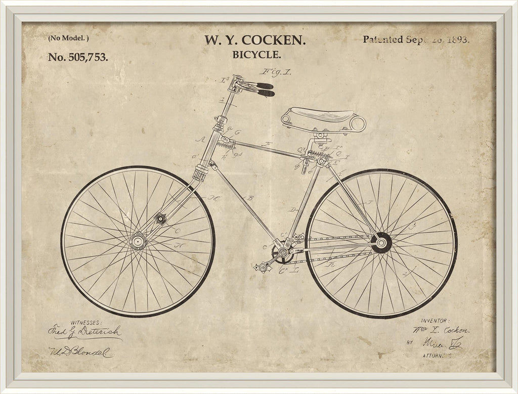 Spicher & Company WCWL WY Cocken Bicycle Patent 30x40 92325