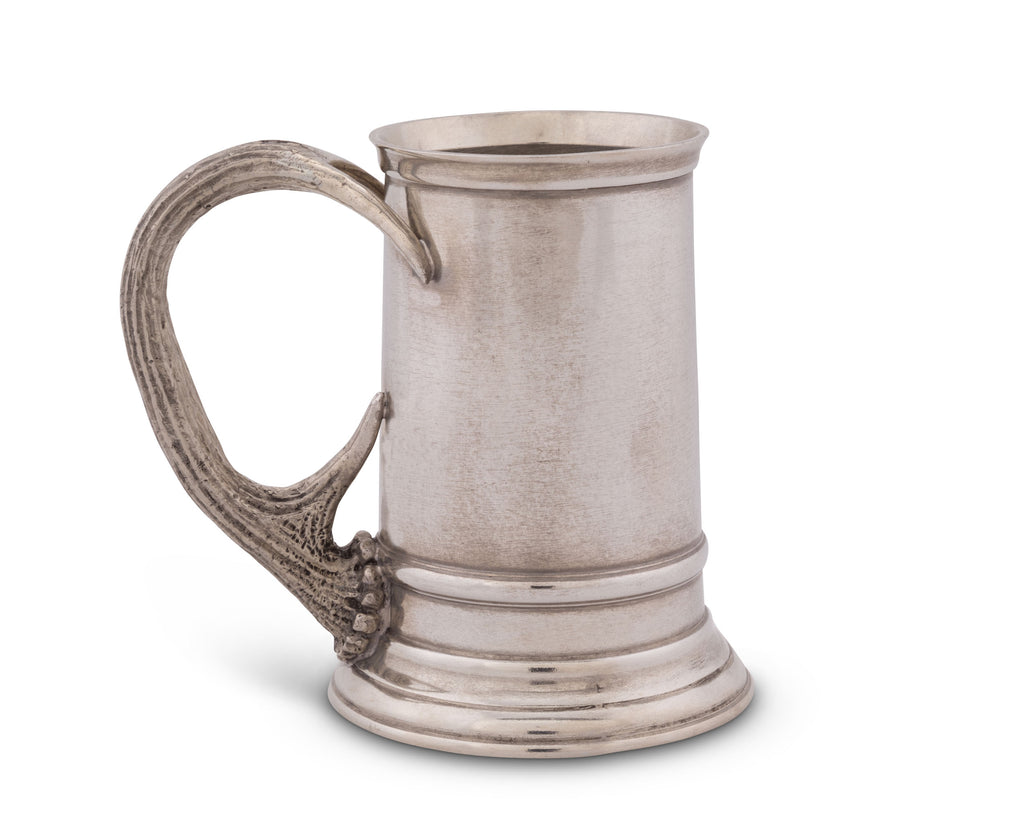Vagabond House Lodge Style Pewter English Mug with Composite Antler Handle A109P