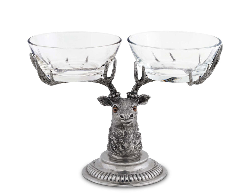 Vagabond House Lodge Style Stag Head Double Condiment Bowl A415EH