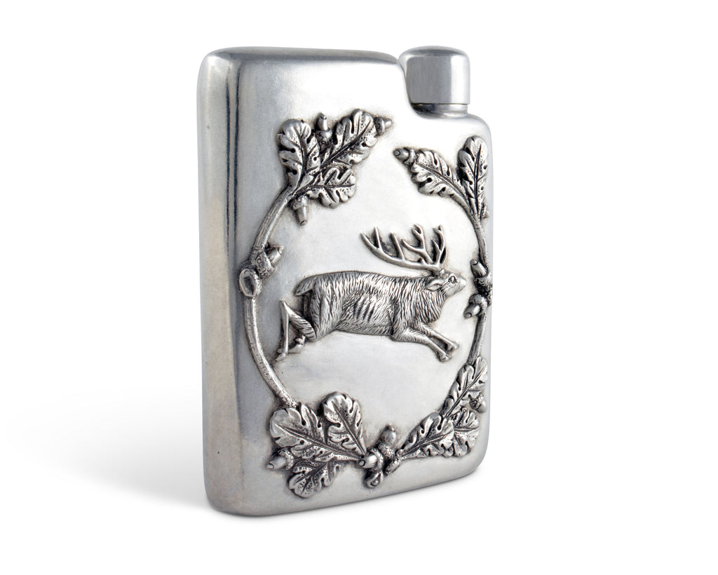 Vagabond House Lodge Style Black Forest Pewter Flask B143EK