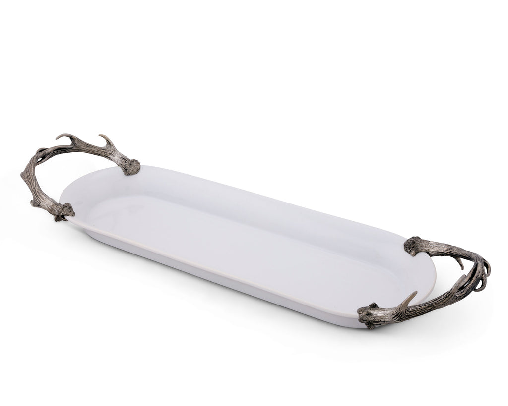 Vagabond House Lodge Style Fallen Antler Long Stoneware Tray B324FA