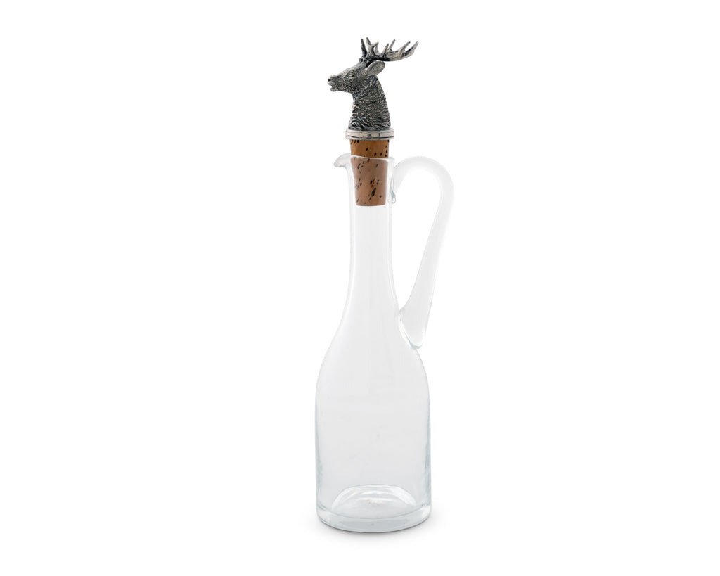 Vagabond House Lodge Style Cruet Bottle with Pewter Elk Head Cork Stopper B416EK
