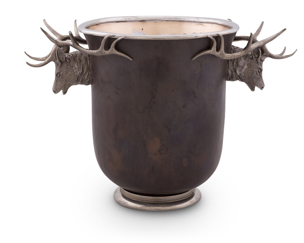 Vagabond House Lodge Style Elk Head Handle Bronze Ice Bucket B503EK
