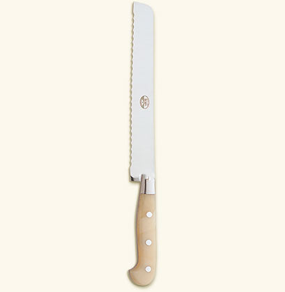 Match Pewter Bread Knife White Lucite With Magnetized Wood Block 9892