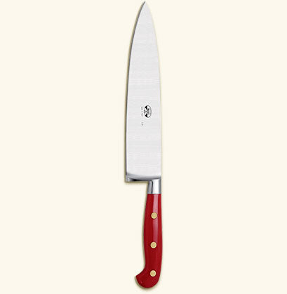 Match Pewter Chef Knife Red Lucite With Magnetized Wood Block 92402