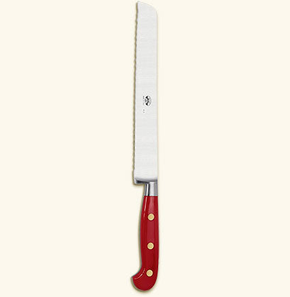 Match Pewter Bread Knife Red Lucite With Magnetized Wood Block 92392