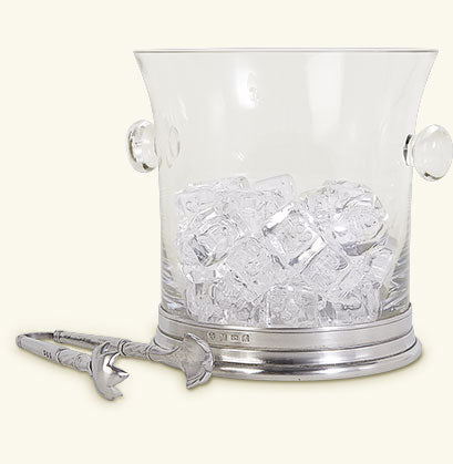 Match Pewter Crystal Ice Bucket & Handles And Tongs Set 1385.5