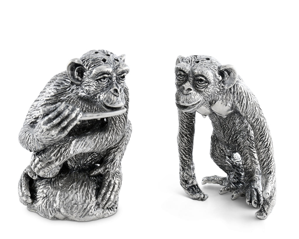 Vagabond House Safari Pewter Chimp Salt and Pepper C116P