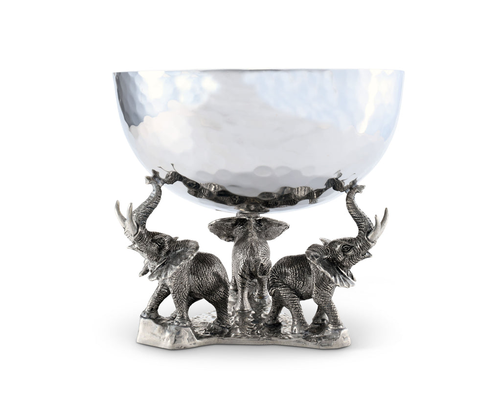 Vagabond House Safari Stainless Nut Bowl Pewter Elephant Base C809E