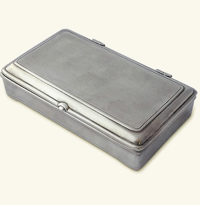 Match Pewter Rectangle Lidded Box With Leather No Divider A443.6