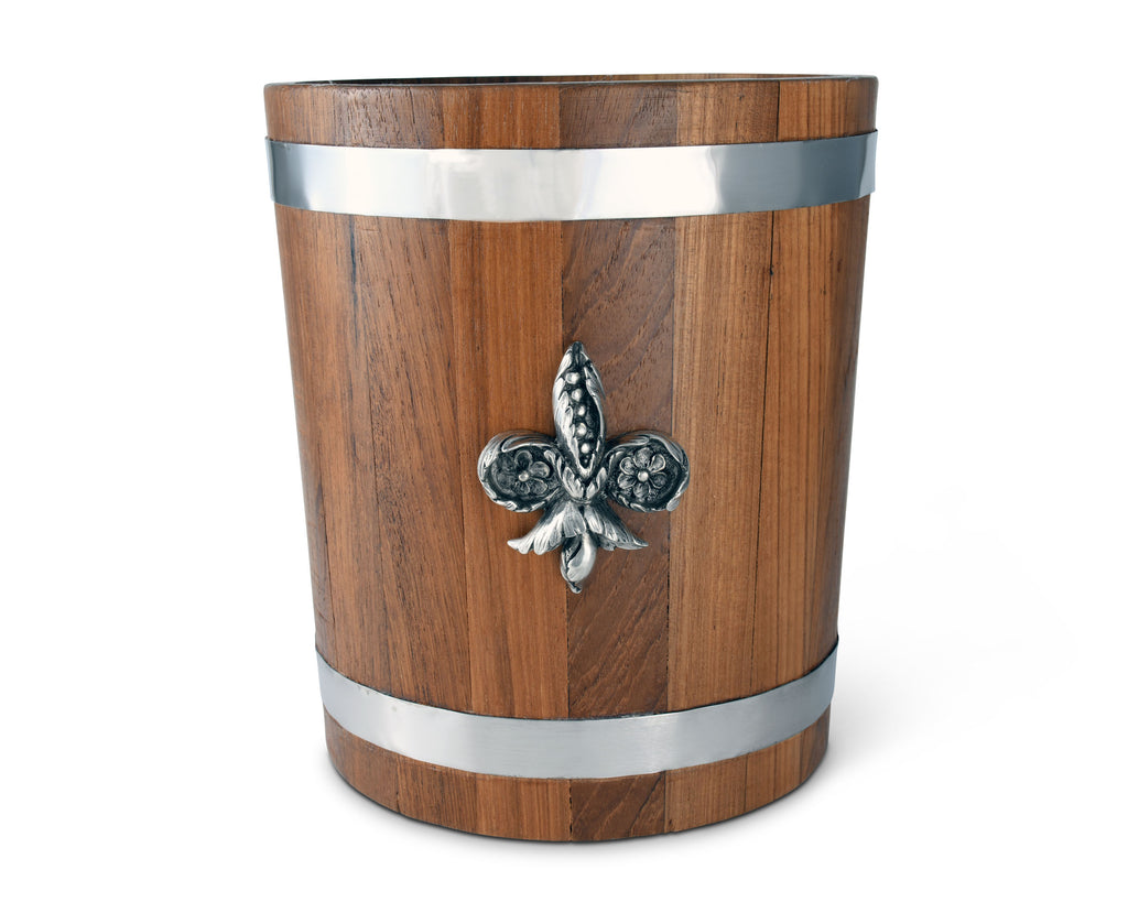 Vagabond House Provencal Fleur de lies Teak Ice Bucket Steel insert E238FL