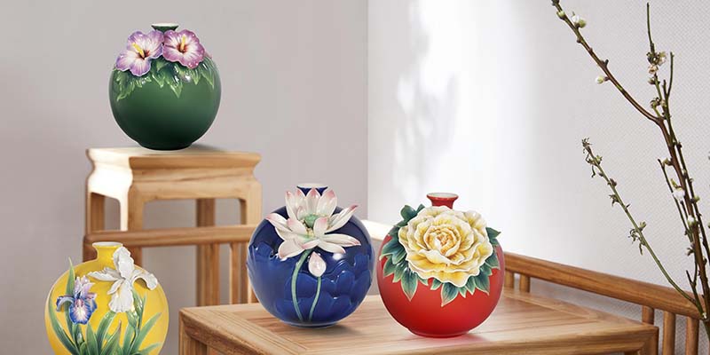 Franz Collection Divine Fragrance Peony Round Vase Fz03925