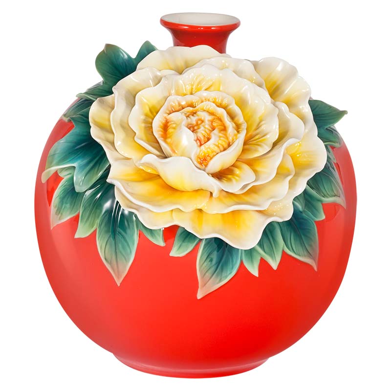 Franz Collection Divine Fragrance Peony Round Vase Fz03925