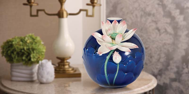 Franz Collection Noble Born Lotus Round Vase Fz03926