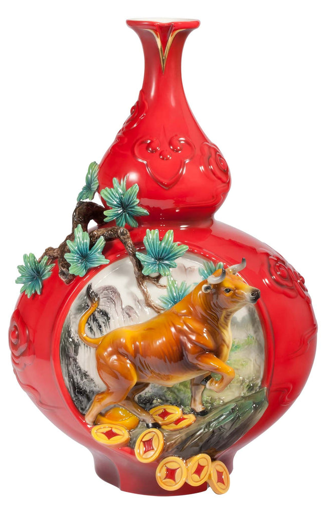 Franz Collection Great Fortune Ox Vase Fz03934