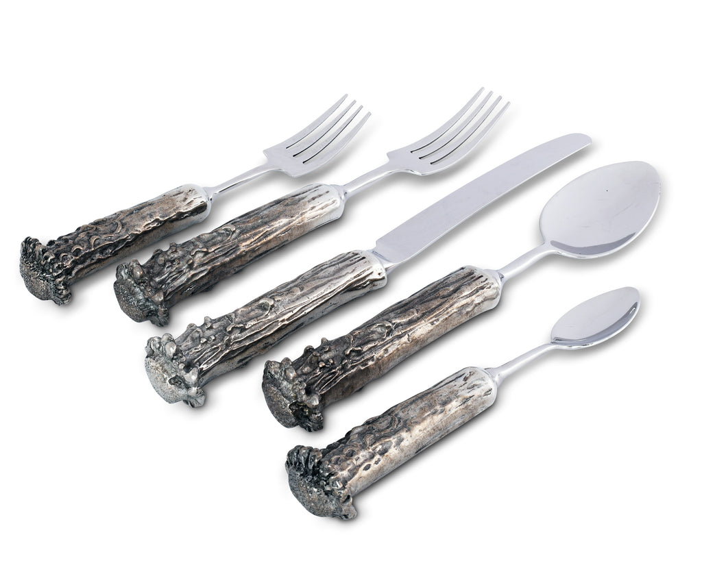 Vagabond House Western Frontier Pewter Antler Flatware Set G1