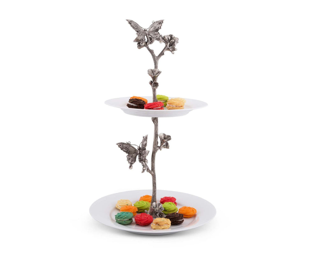 Vagabond House Garden Friends Butterfly Dessert Stand G328BF