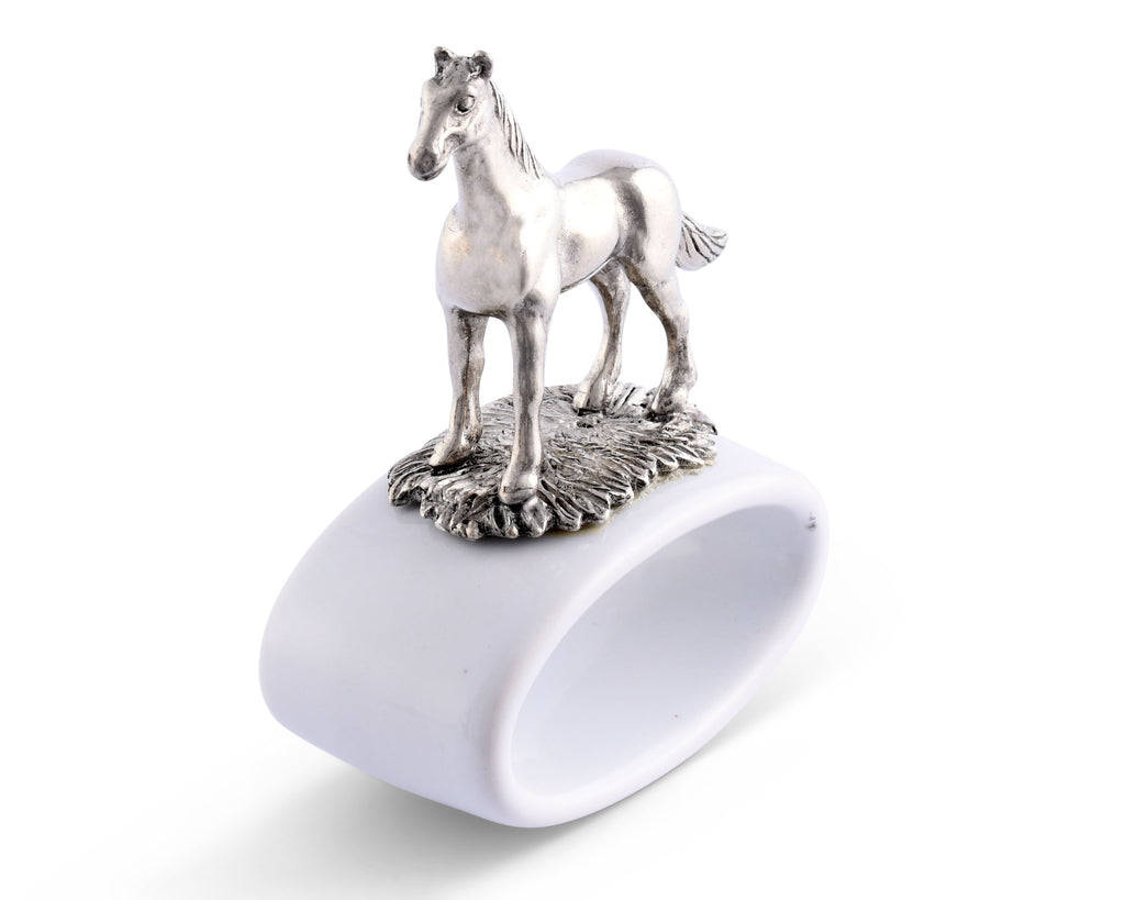 Vagabond House Equestrian Thoroughbred Stoneware Napkin Ring H316H-1