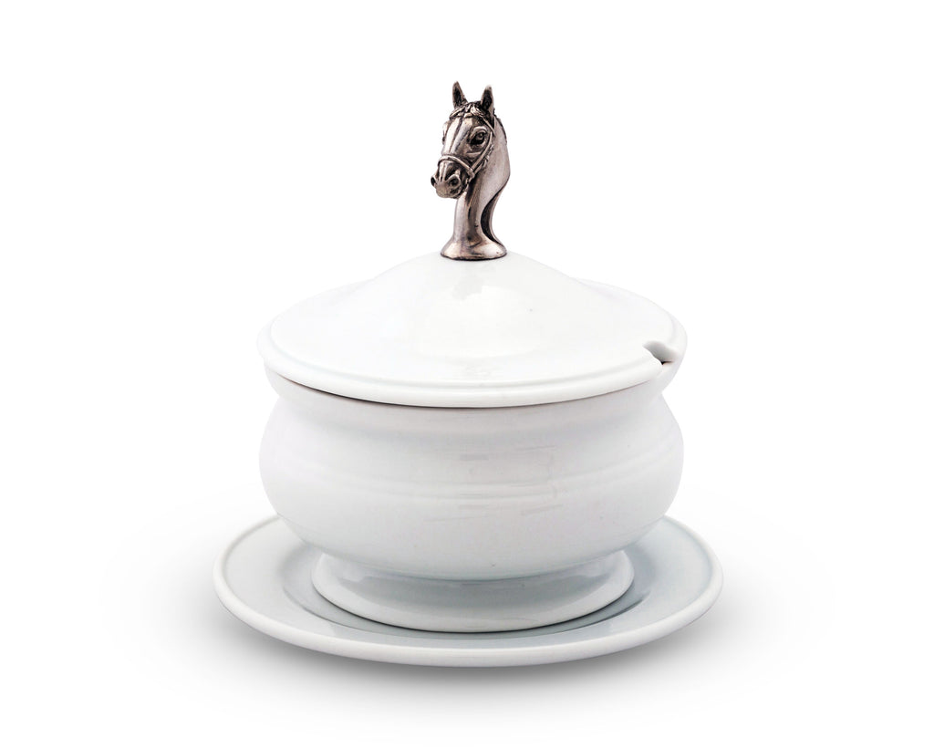 Vagabond House Equestrian Horse Head Porcelain Lidded Bowl H326HH