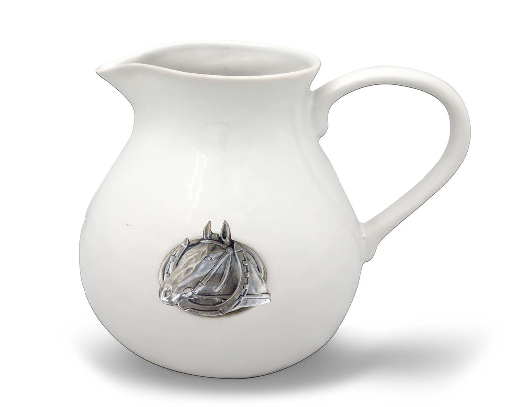 Vagabond House Equestrian Equestrian Horseshoe Stoneware Pitcher H360-EH