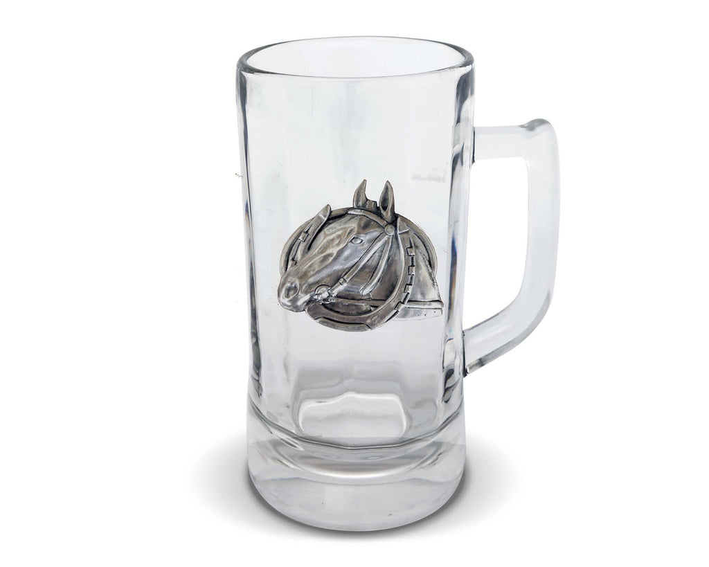 Vagabond House Equestrian Equestrian Horseshoe Glass Beer Stein H453-EH