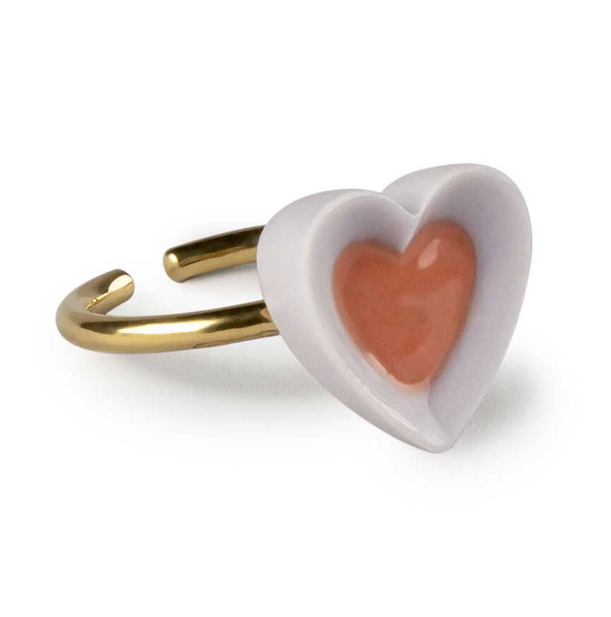 Lladro Hearts Metal Ring Violet & Red 01010271