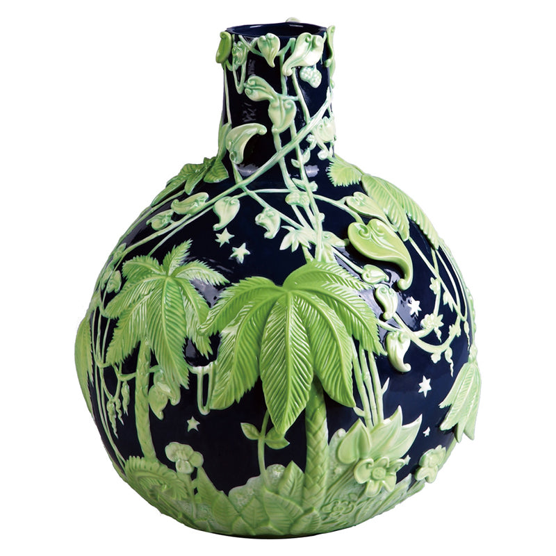 Jean Boggio Extraordinary Garden Round Blue Green Vase JB00122A