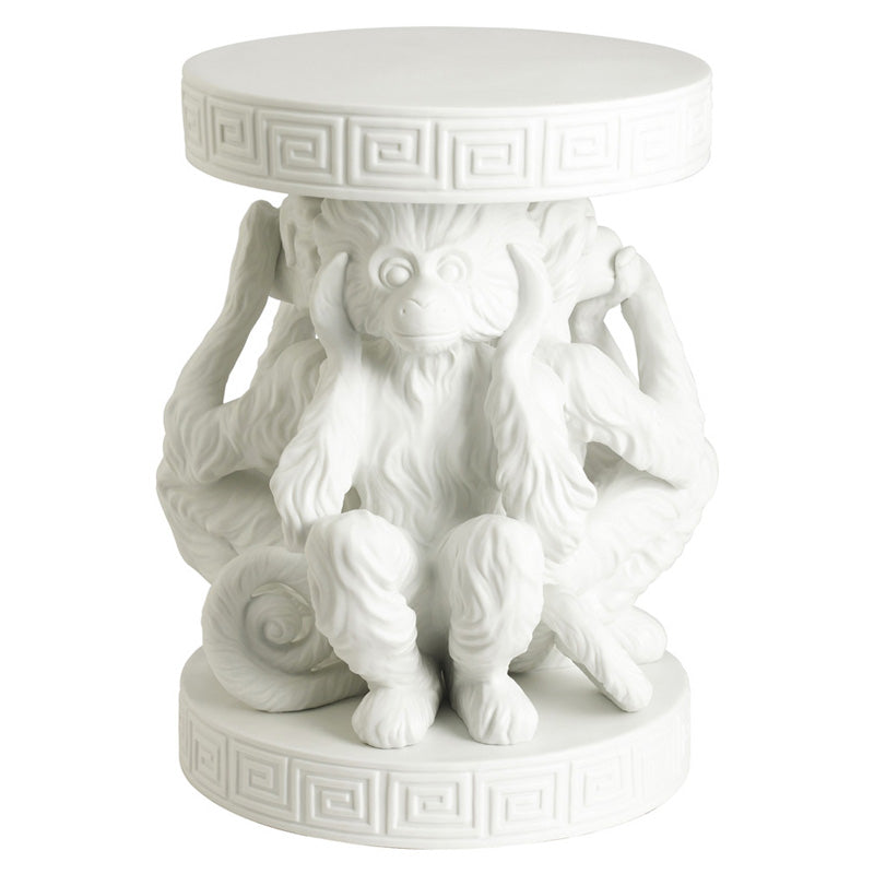 Jean Boggio Three Wise Monkey White Stool JB00358W