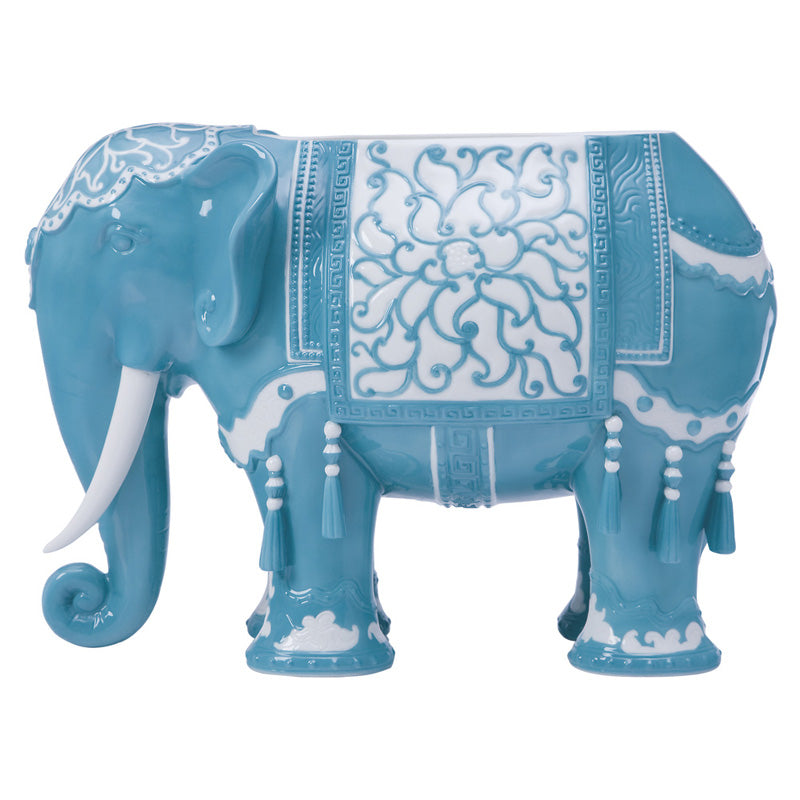 Jean Boggio Palanquin Elephant Turquoise Figurine JB00392