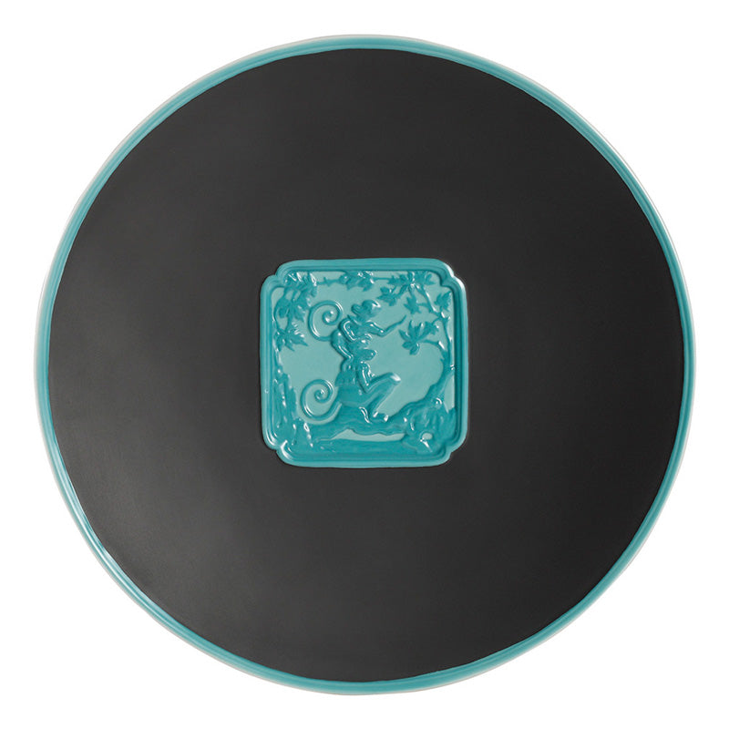 Jean Boggio Marmosets Dessert Black Turquoise Plate JB00515BB