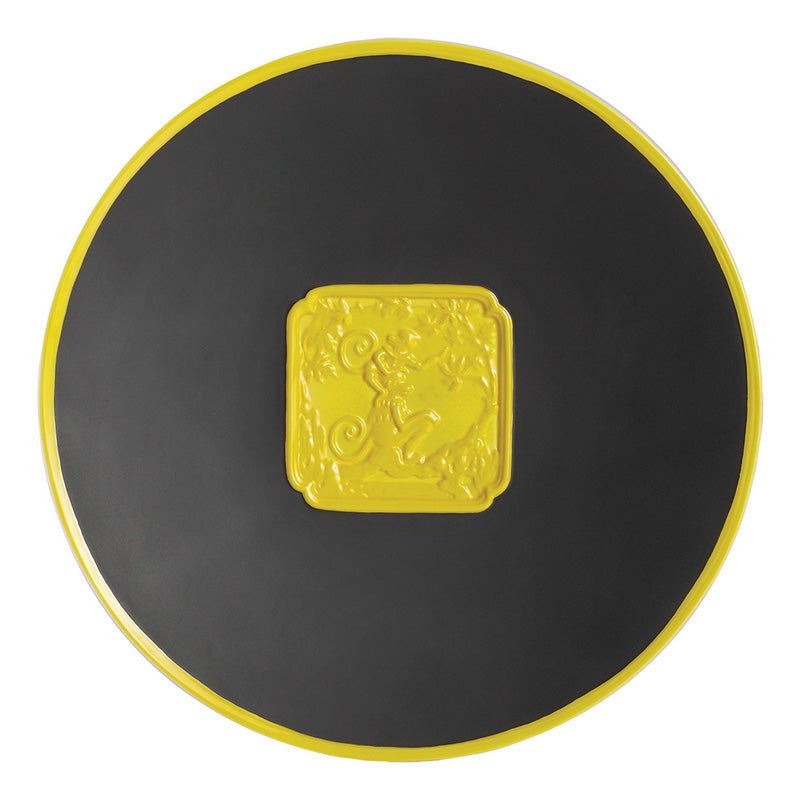 Jean Boggio Marmosets Dessert Black Yellow Plate JB00515BY