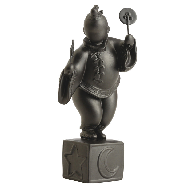 Jean Boggio Ping Boy & Fan Black Figurine JB00706B