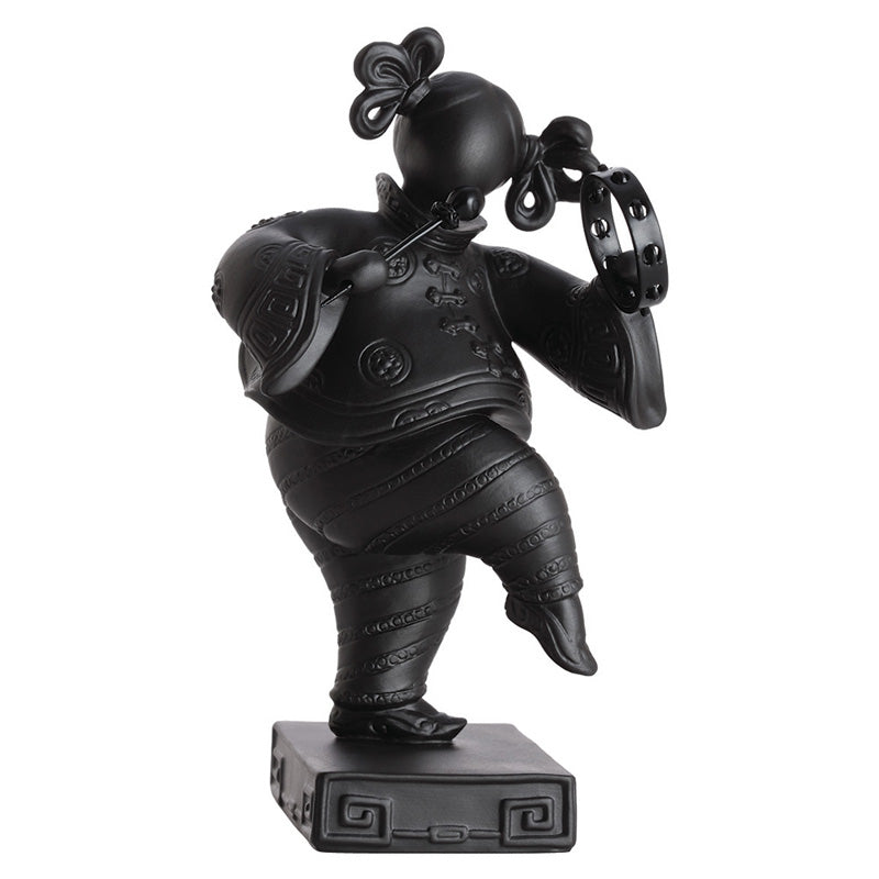 Jean Boggio Girl & Tambourine Black Figurine JB00795B