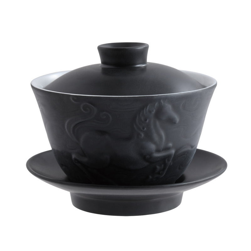 Jean Boggio Chinese Zodiac Horse Cup & Saucer Black JB00912B