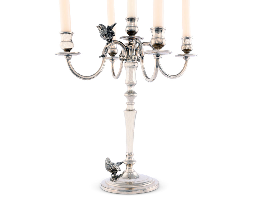 Vagabond House Song Bird Five Taper Pewter Song Bird Candelabrum K101L