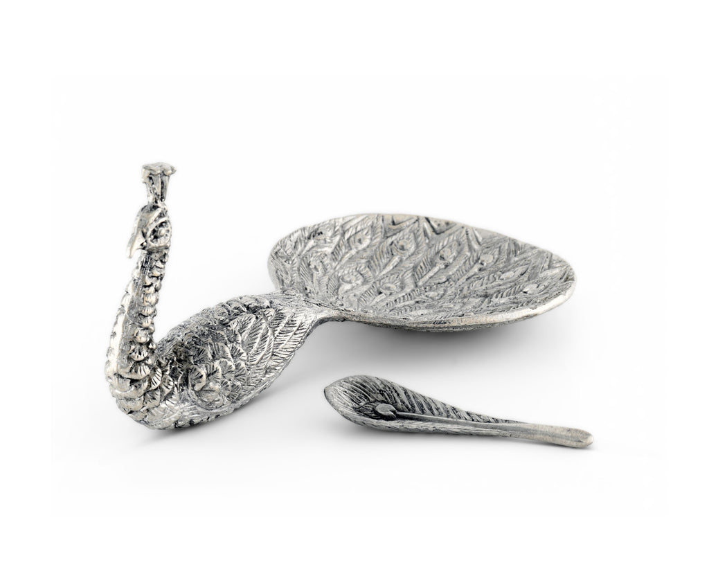 Vagabond House Song Bird Pewter Peacock Salt Cellar K125P-1