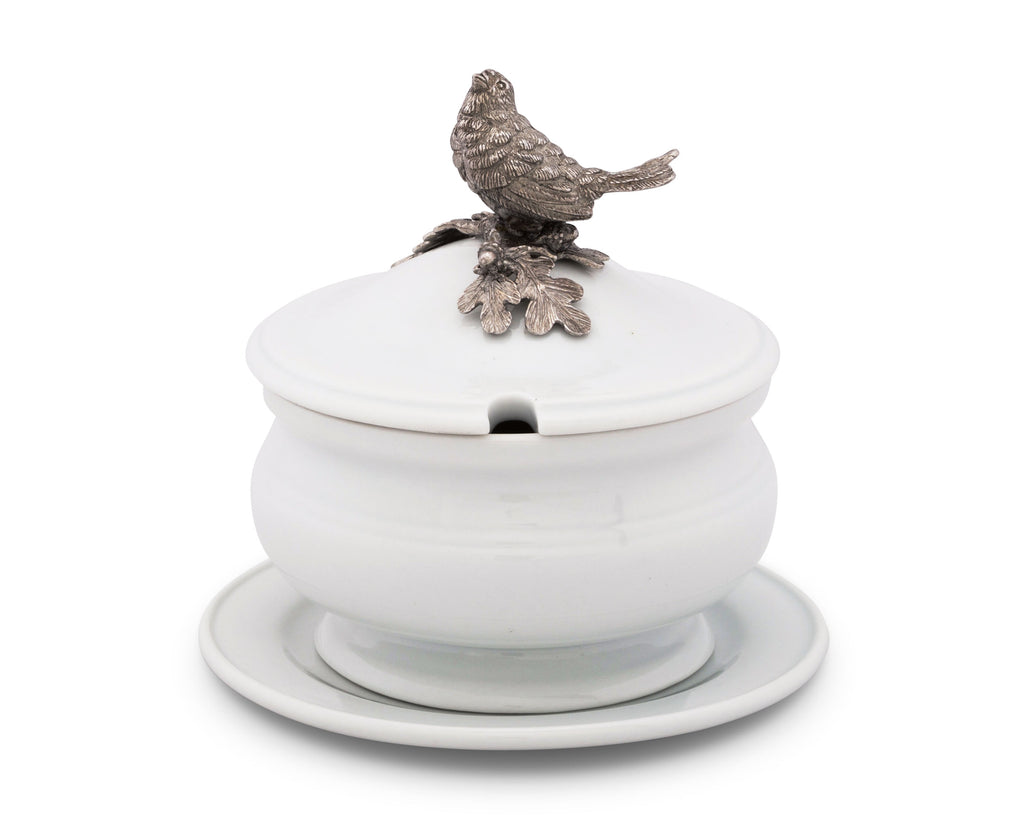 Vagabond House Song Bird Songbird Porcelain Lidded Bowl K326SB