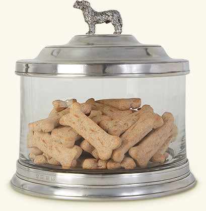 Match Pewter Glass Cookie Jar & Dog Finial 1301