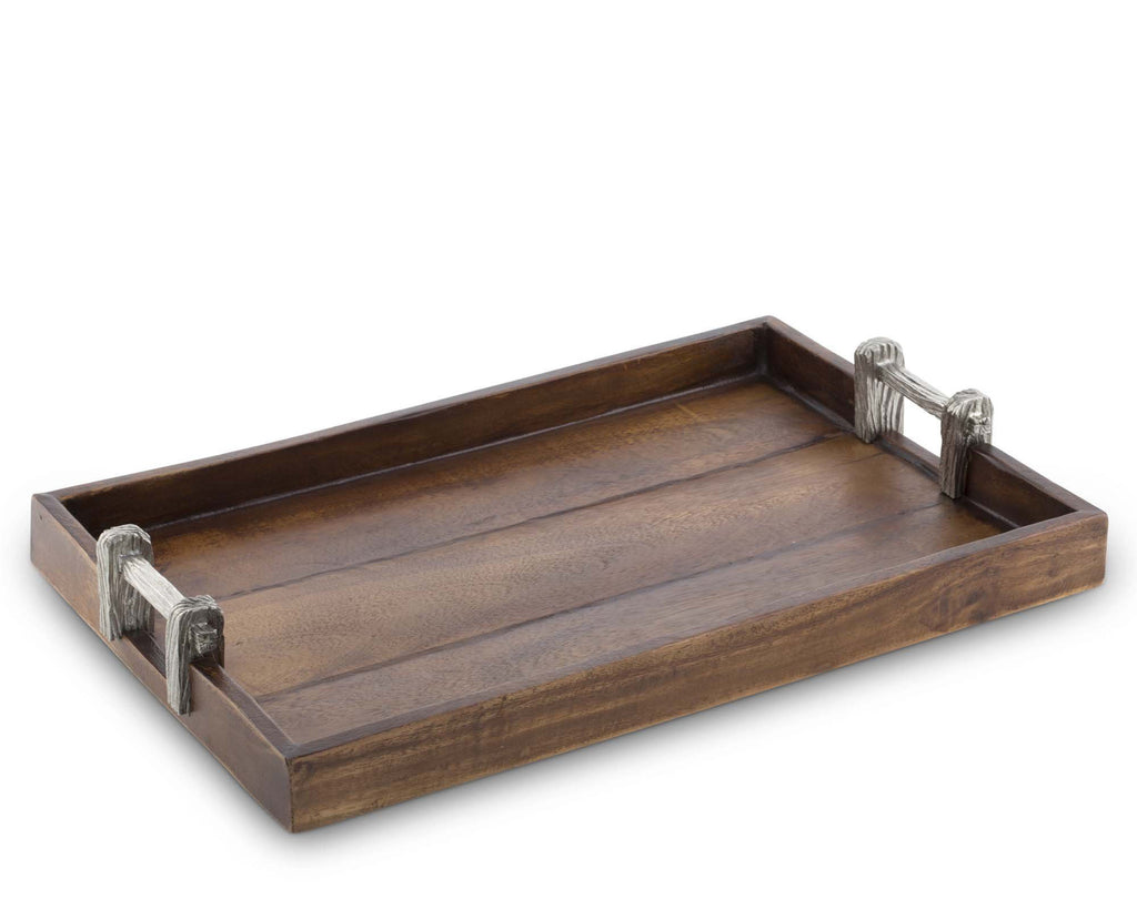 Vagabond House Majestic Forest Wood Tray with Faux Bois Handles L233FB
