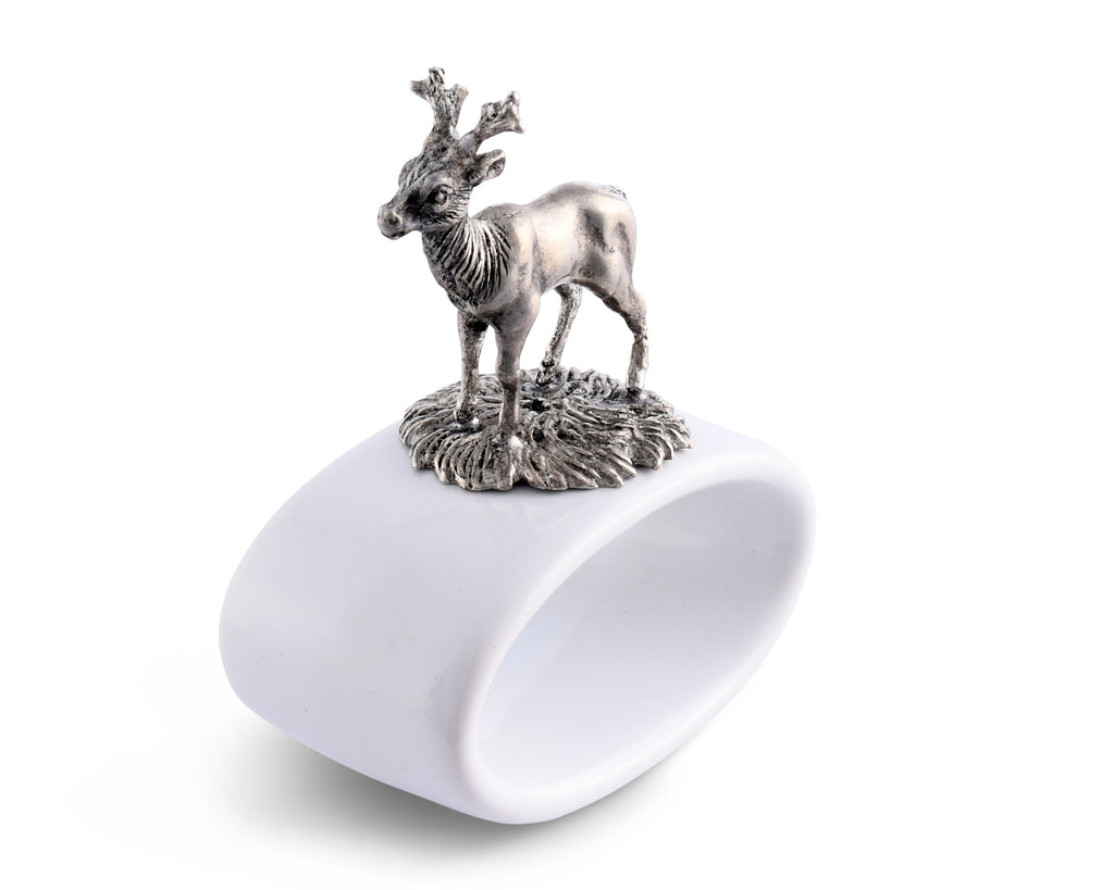 Vagabond House Lodge Style Deer Stoneware Napkin Ring L316D-1