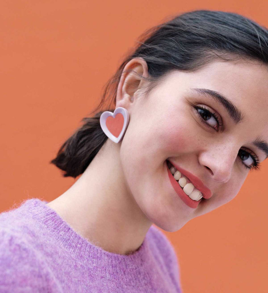 Lladro Hearts Earrings Violet & Red 01010273