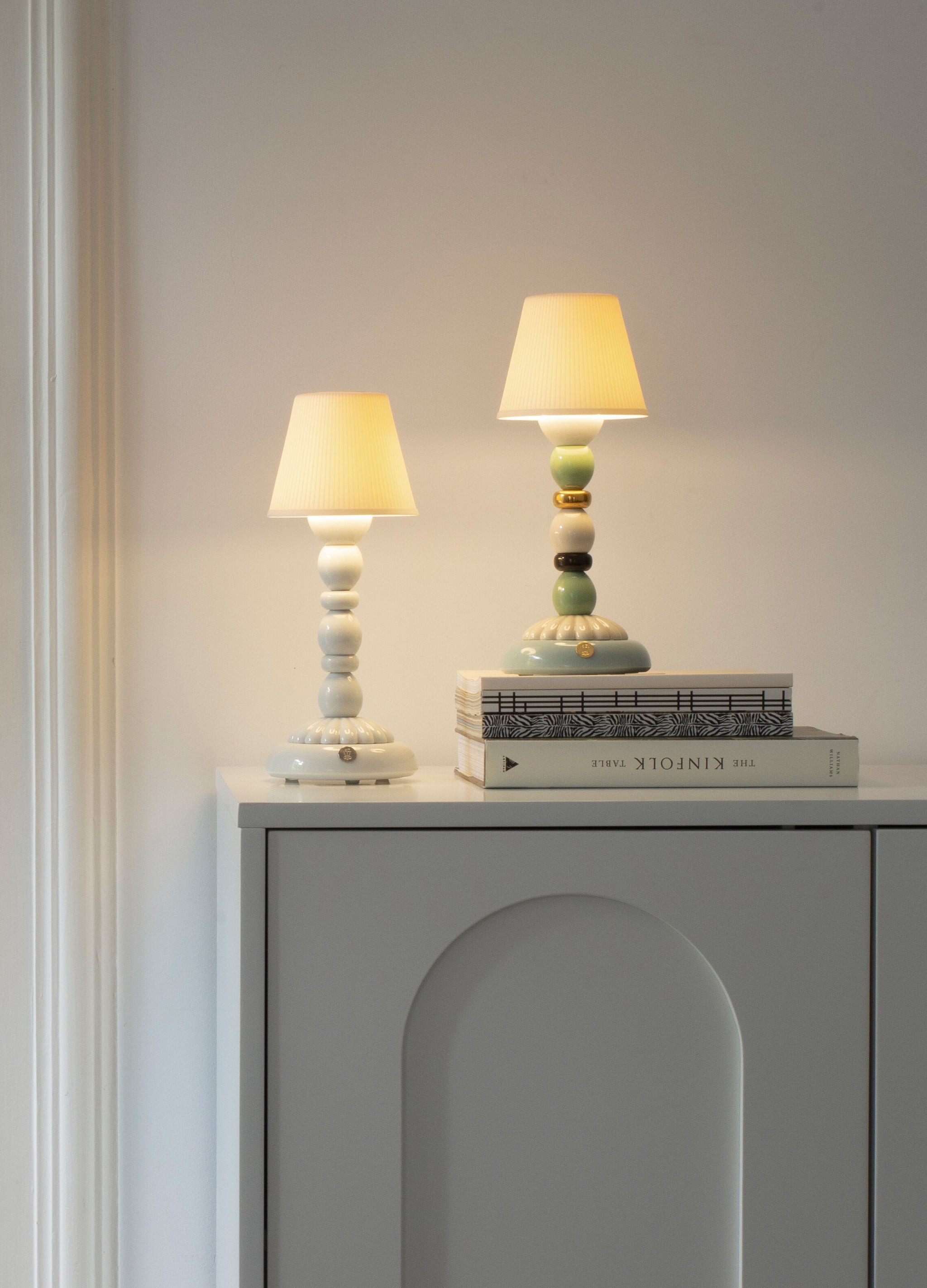 Lladro Lotus Firefly Golden Fall Table Lamp Green and Blue