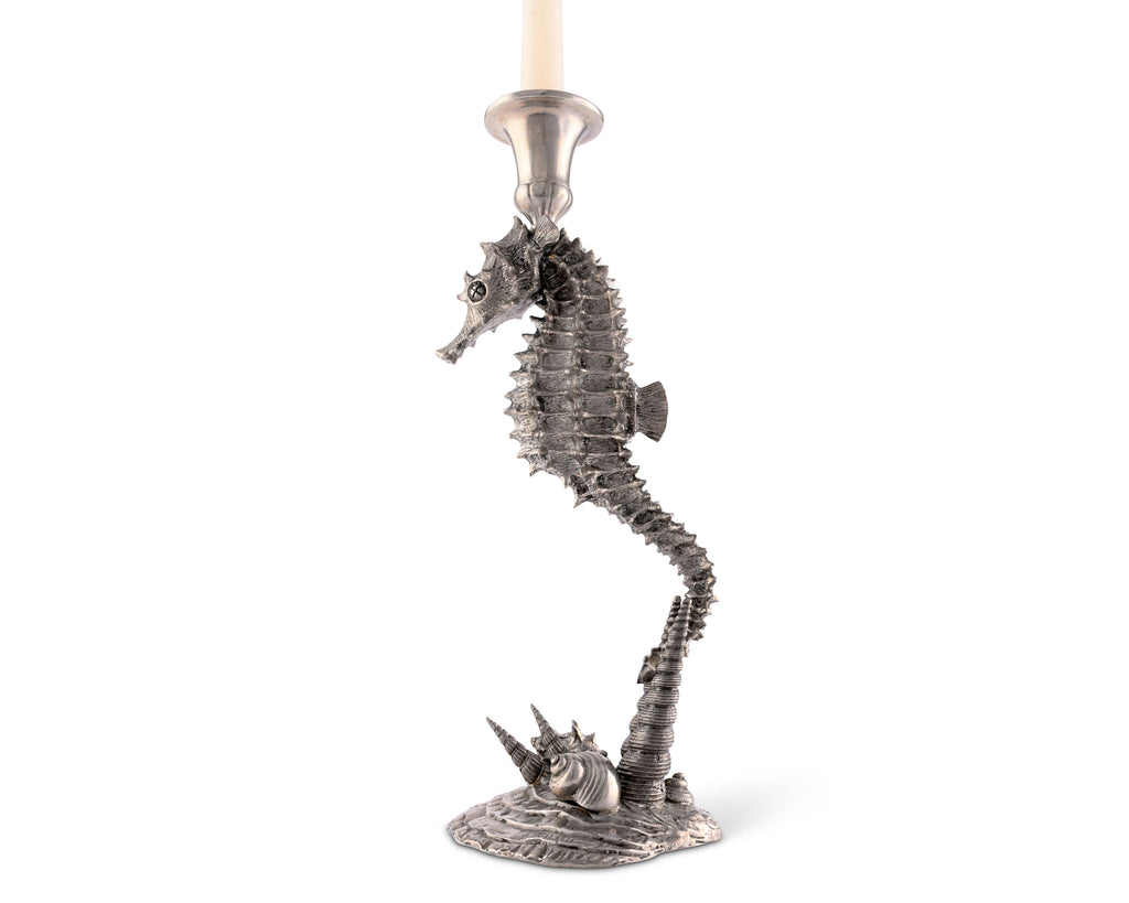 Vagabond House Sea and Shore Pewter Seahorse Candlestick O101T