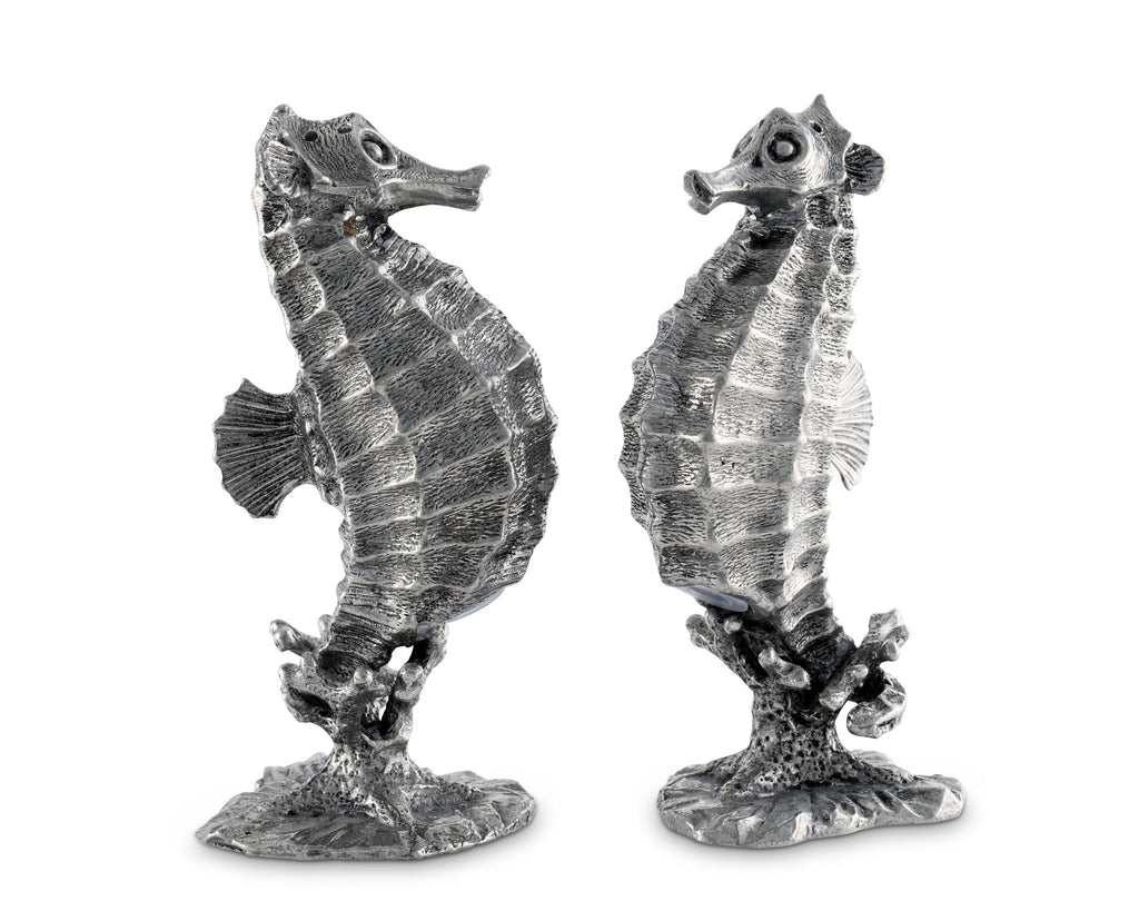Vagabond House Sea and Shore Pewter Seahorses Salt & Pepper Set O116R