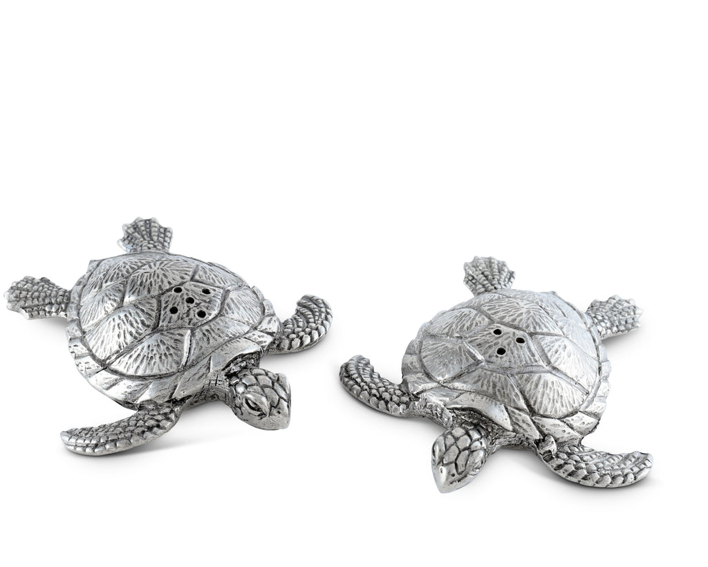 Vagabond House Sea and Shore Pewter Sea Turtles Salt & Pepper Set O116T