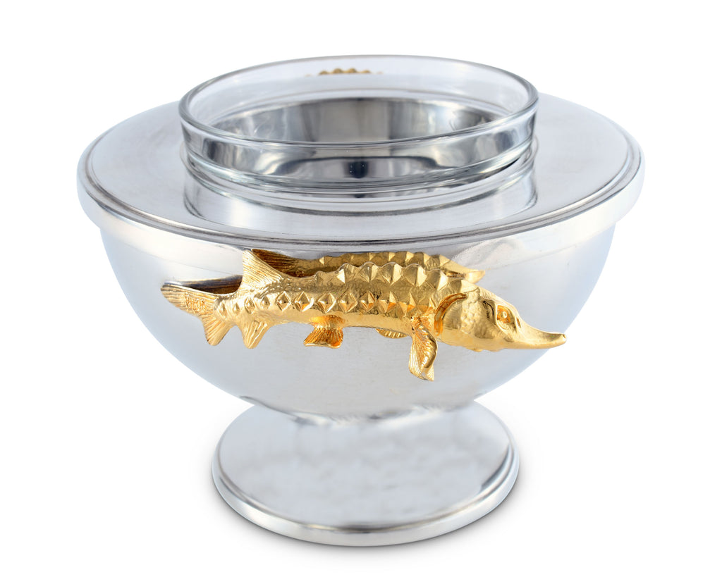 Vagabond House Medici Living Gold Sturgeon Caviar Server O154GS