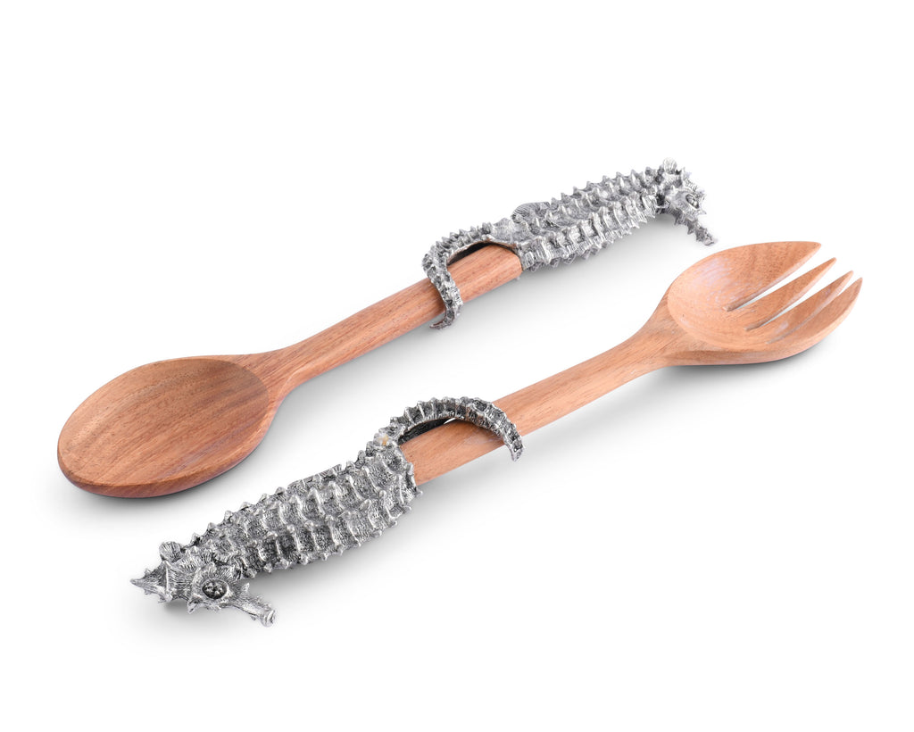 Vagabond House Sea and Shore Seahorse Salad Server Set O19H