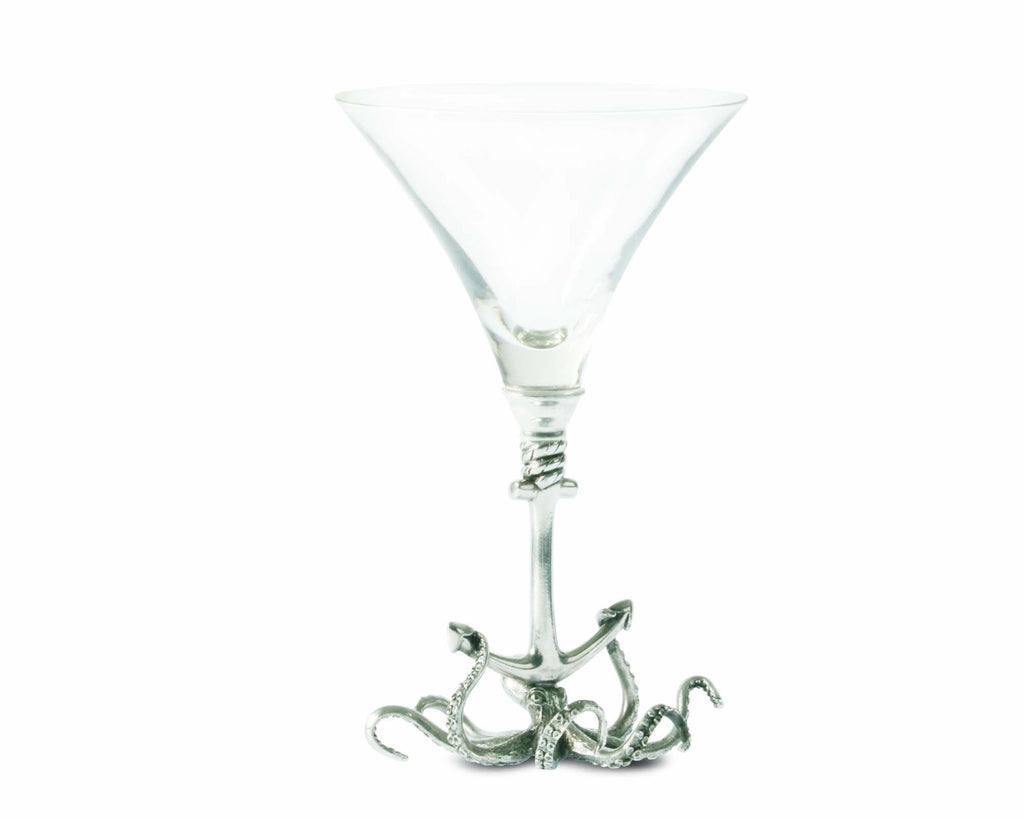 Vagabond House Sea and Shore Octopus Pewter Stem Cocktail Glass O2446T-1